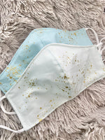 Mint with Gold Paint Splatter Face Mask