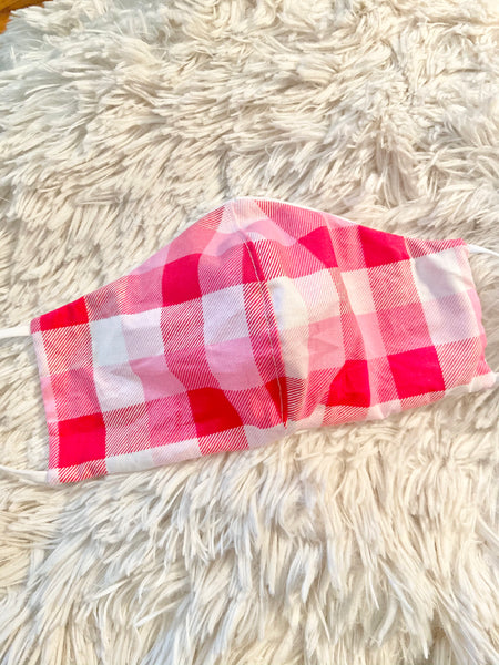 Pink Plaid Face Mask